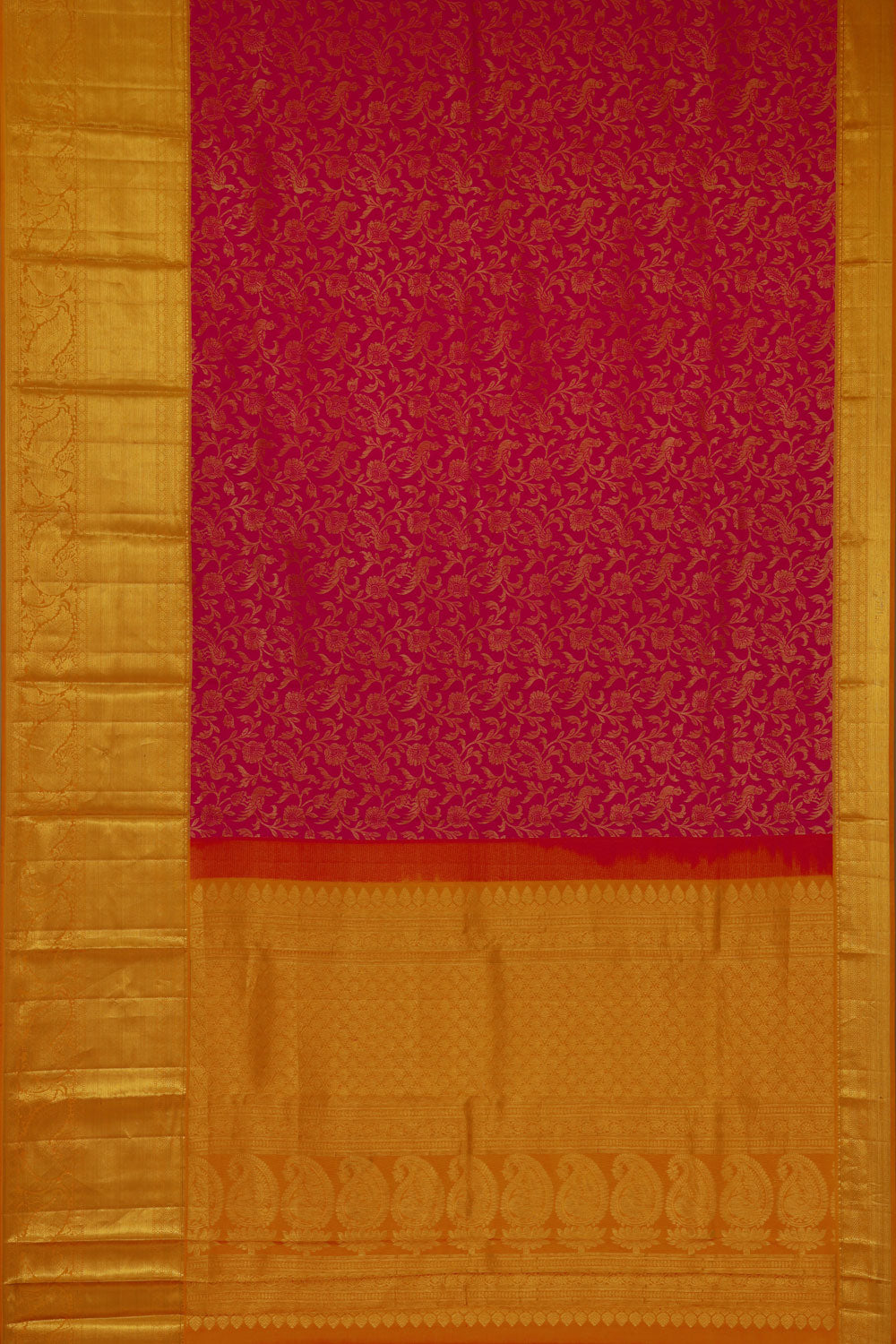 Kanchipattu Reddish Pink Brocade Saree