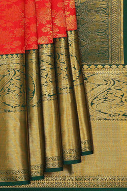 Image of Kanchipattu Red Brocade Saree