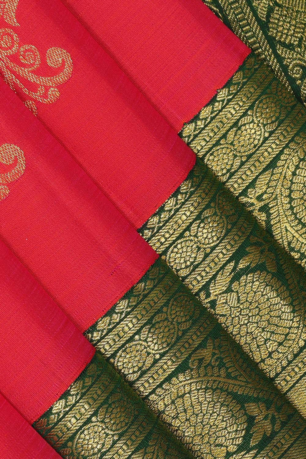 Image of Kanchipattu Dark Peach Pink Brocade Saree