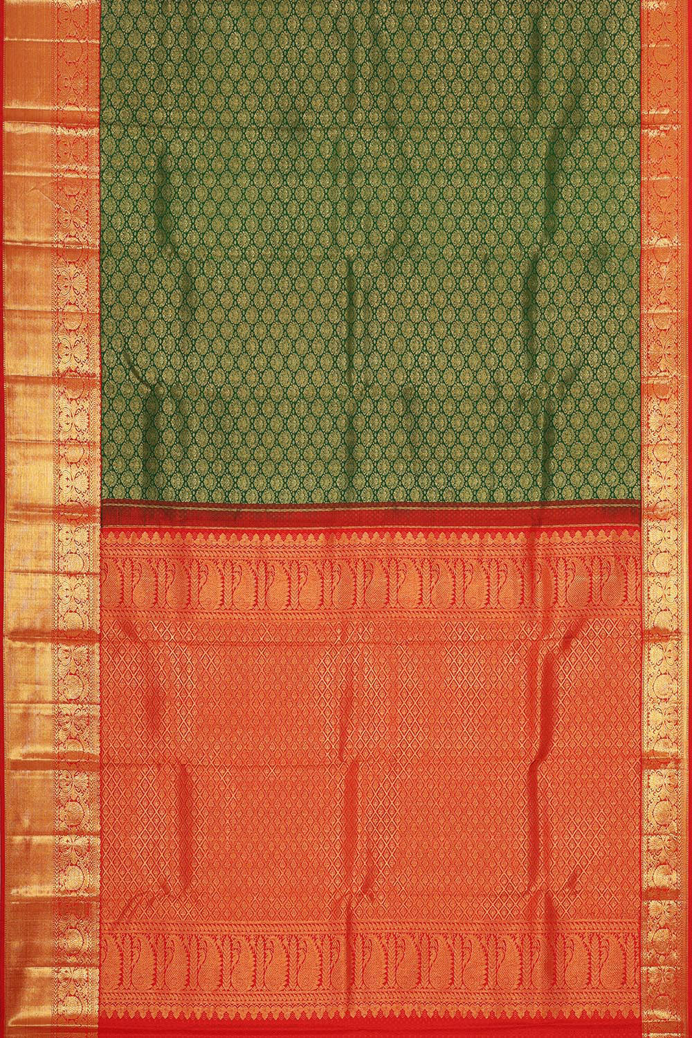 Image of Kanchipattu Bottle Green Brocade Saree