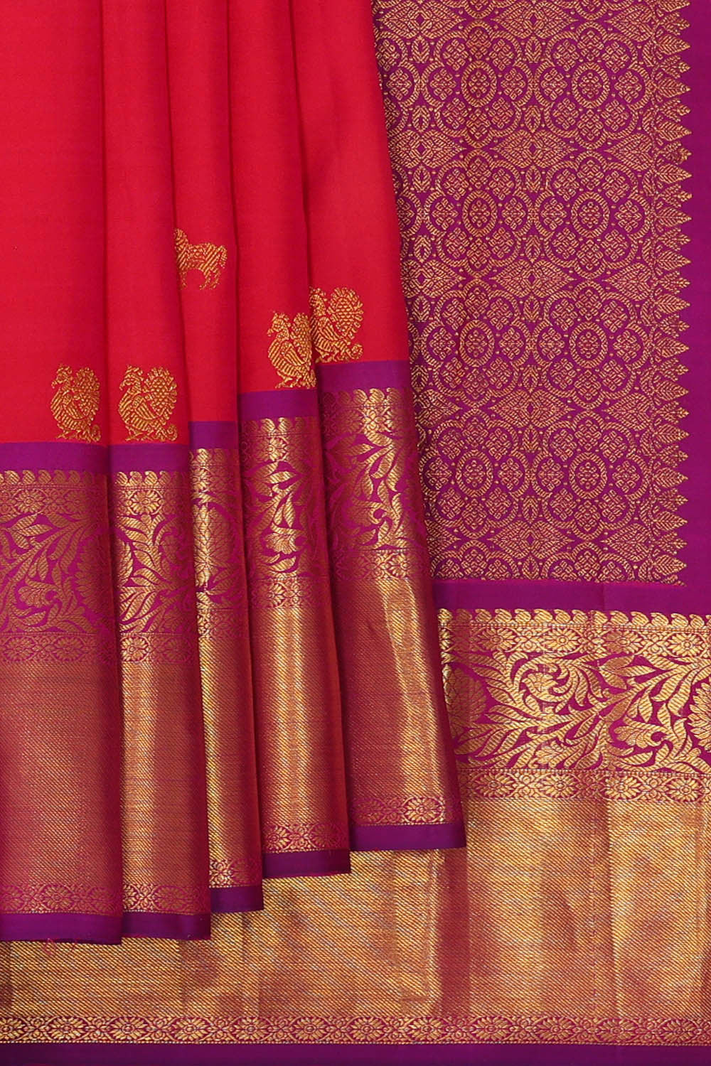 Image of Kanchipattu Red Brocade Saree