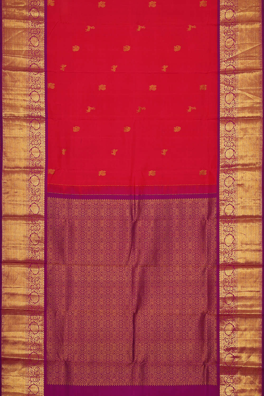 Image of Kanchipattu Red Brocade Saree