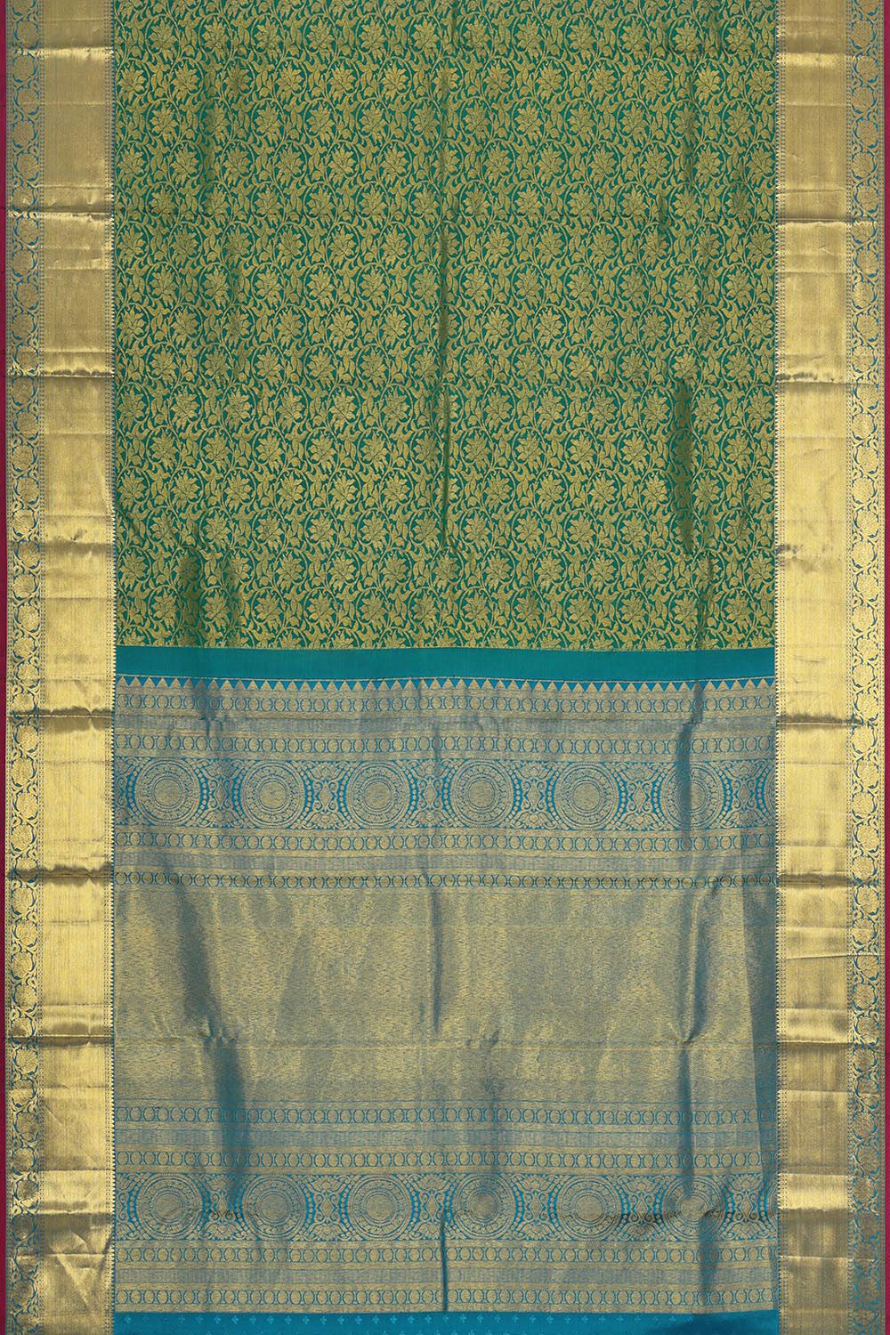 Kanchipattu Peacock Green Brocade Saree