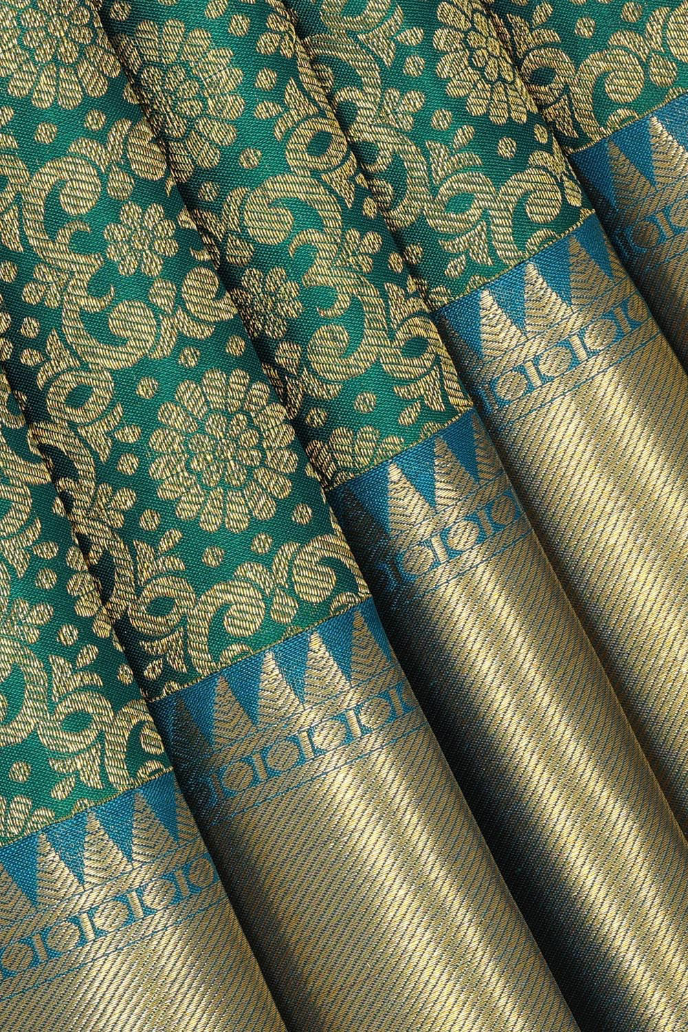 Kanchipattu Teal Green Brocade Saree