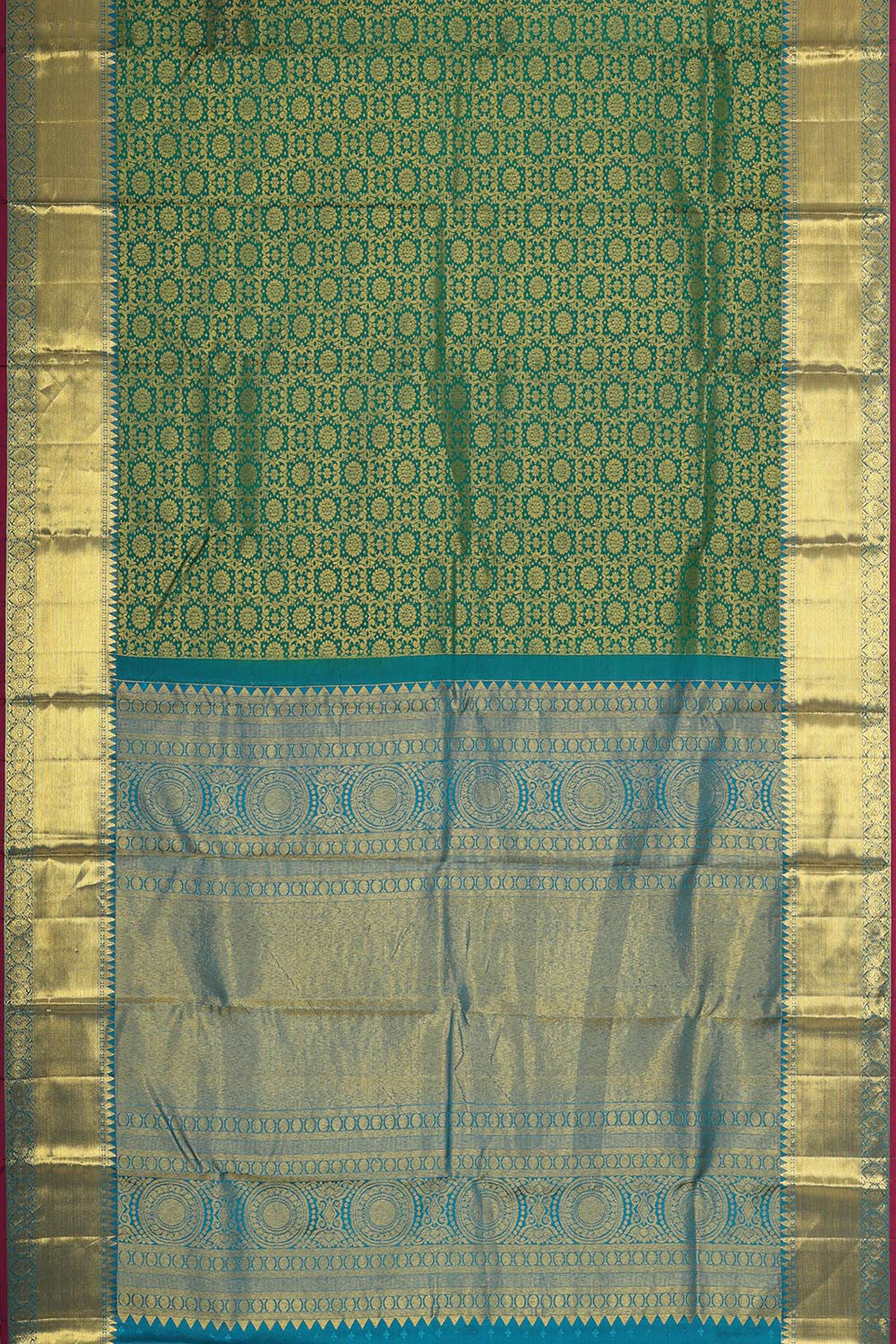 Kanchipattu Teal Green Brocade Saree