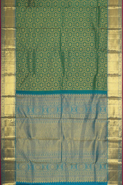 Image of Kanchipattu Teal Green Brocade Saree