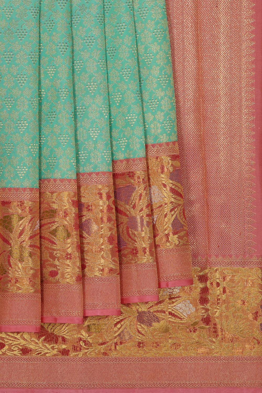 Kanchipattu Aqua Blue Brocade Saree