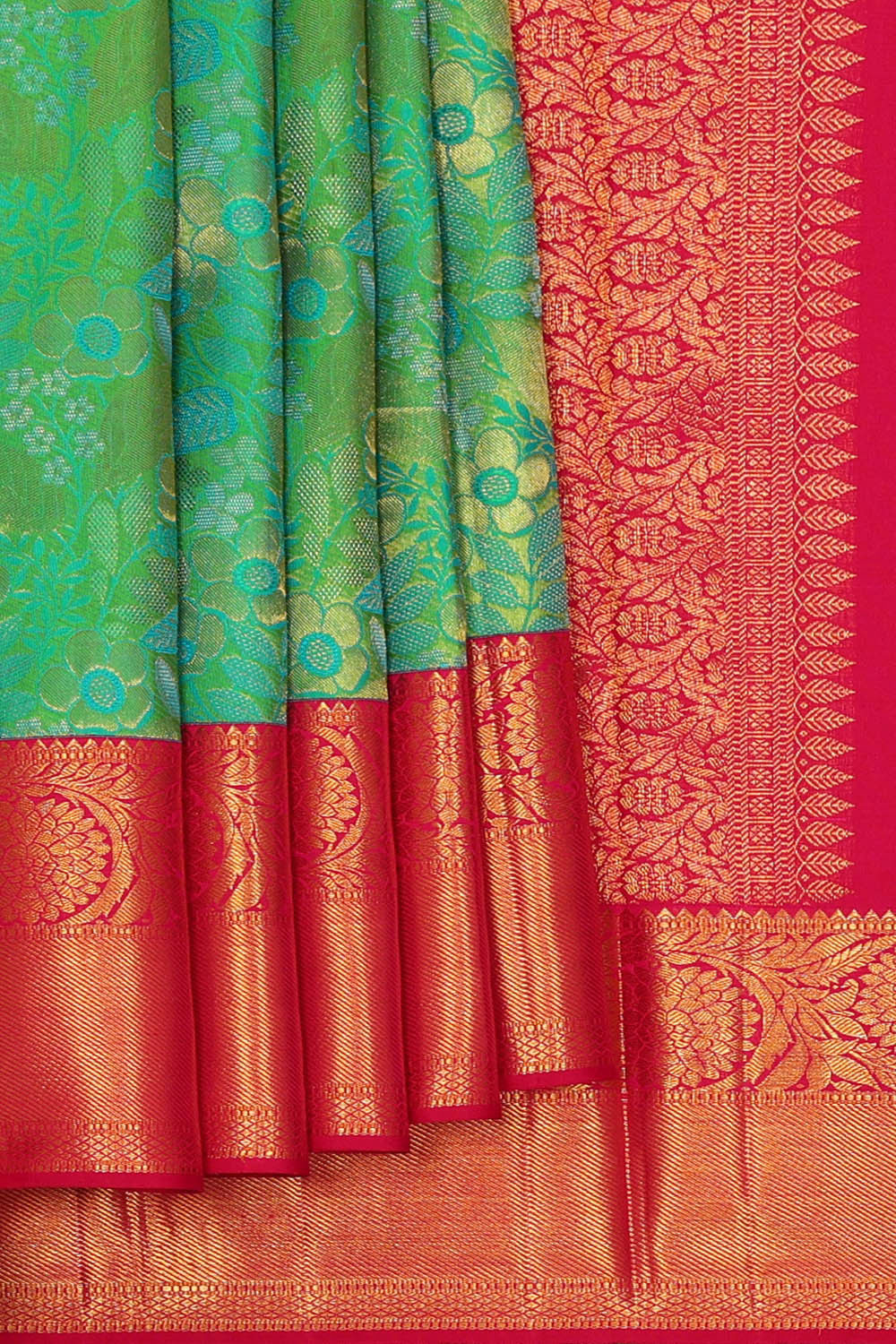 Image of Kanchipattu Sea Green Brocade Saree