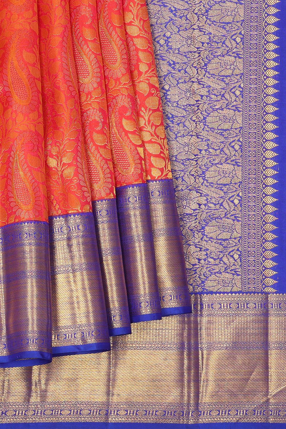 Image of Kanchipattu Orange Brocade Saree