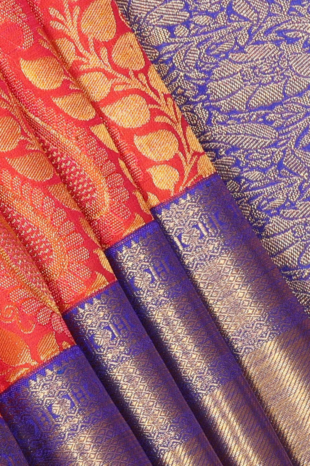 Image of Kanchipattu Orange Brocade Saree