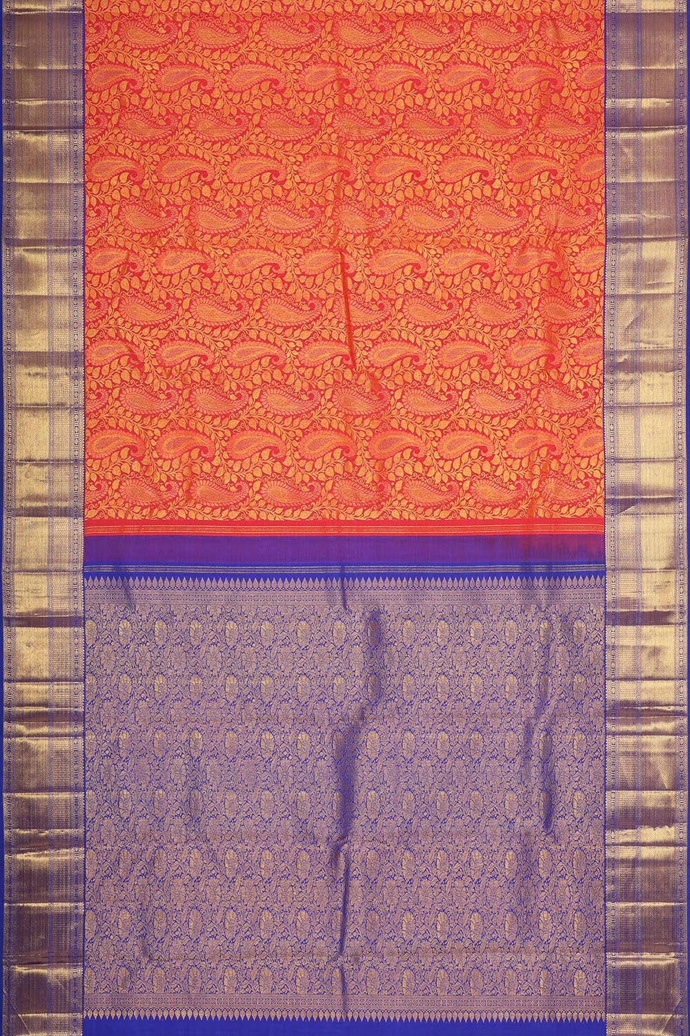 Image of Kanchipattu Orange Brocade Saree