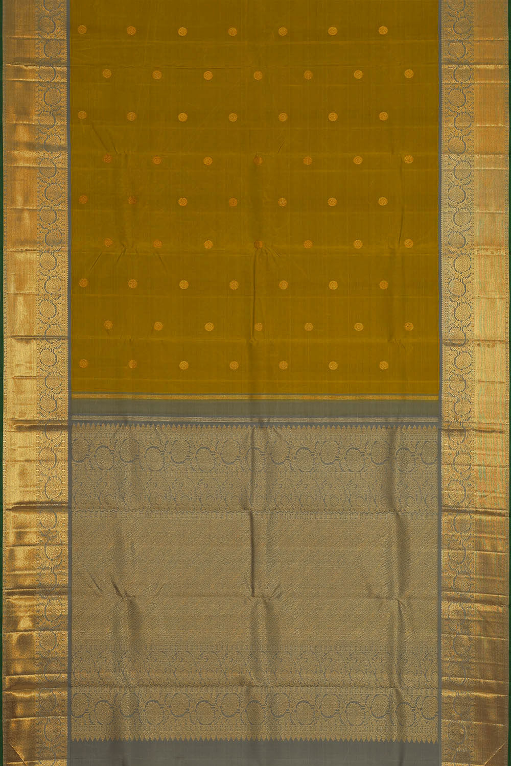 Image of Kanchipattu Mehndi Green Brocade Saree