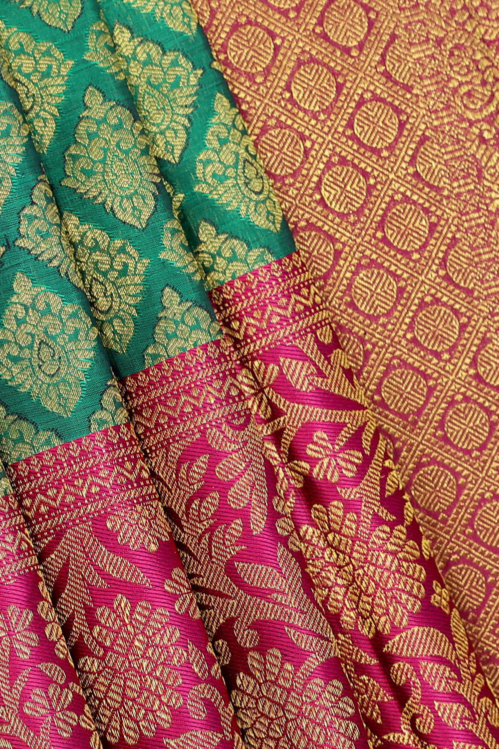 Image of Kanchipattu Teal Green Brocade Saree