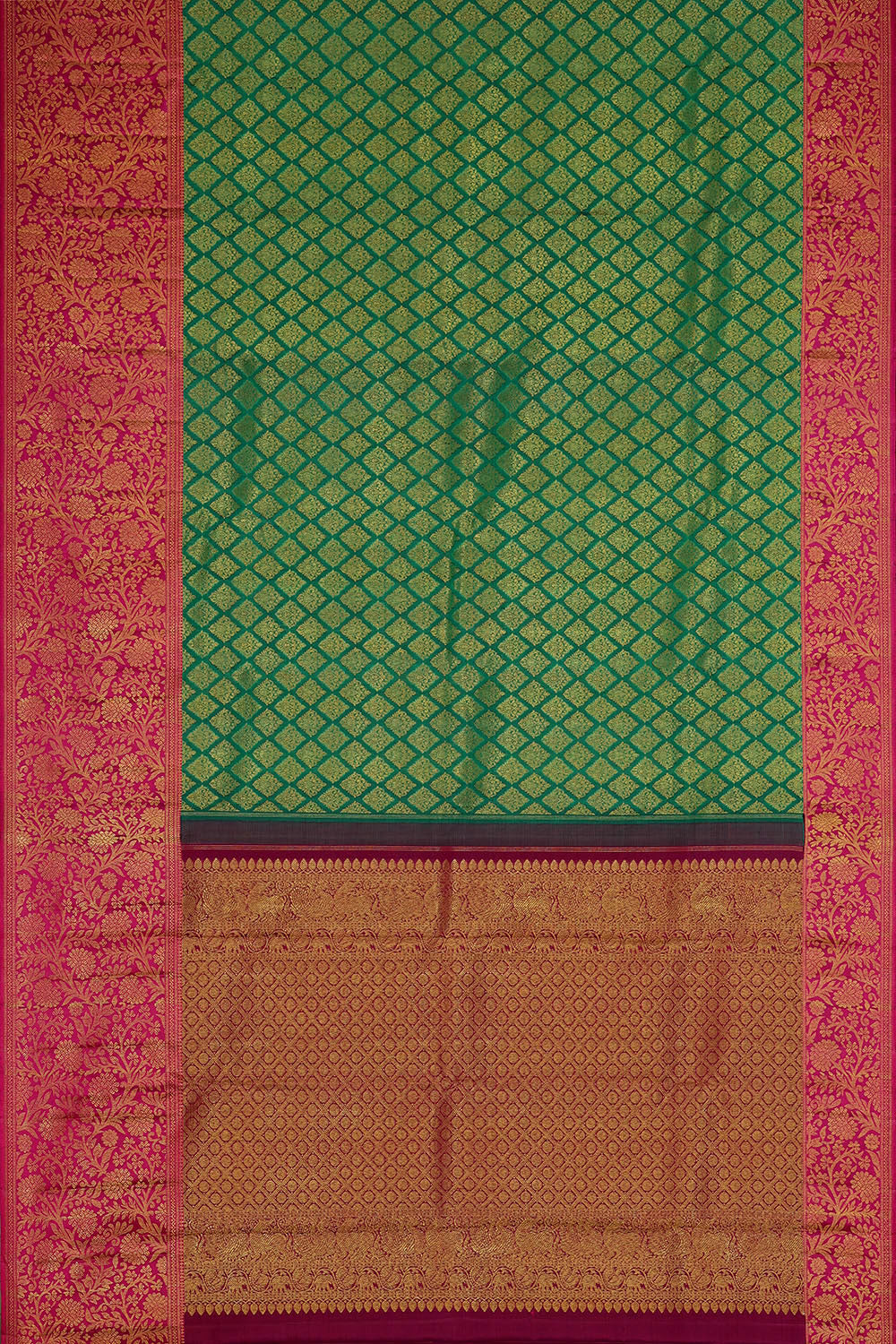 Image of Kanchipattu Teal Green Brocade Saree