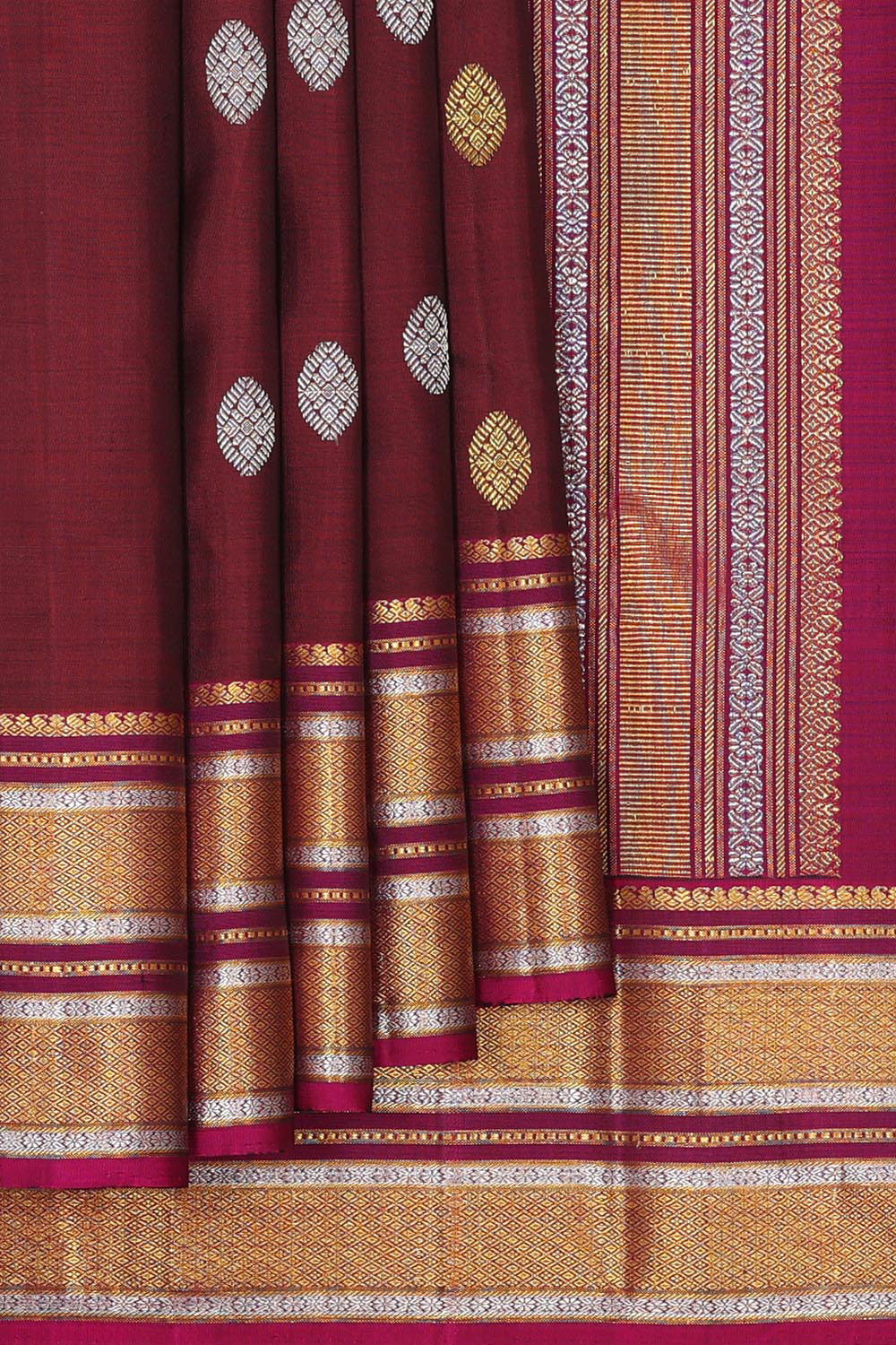 Kanchipattu Maroon Brocade Saree