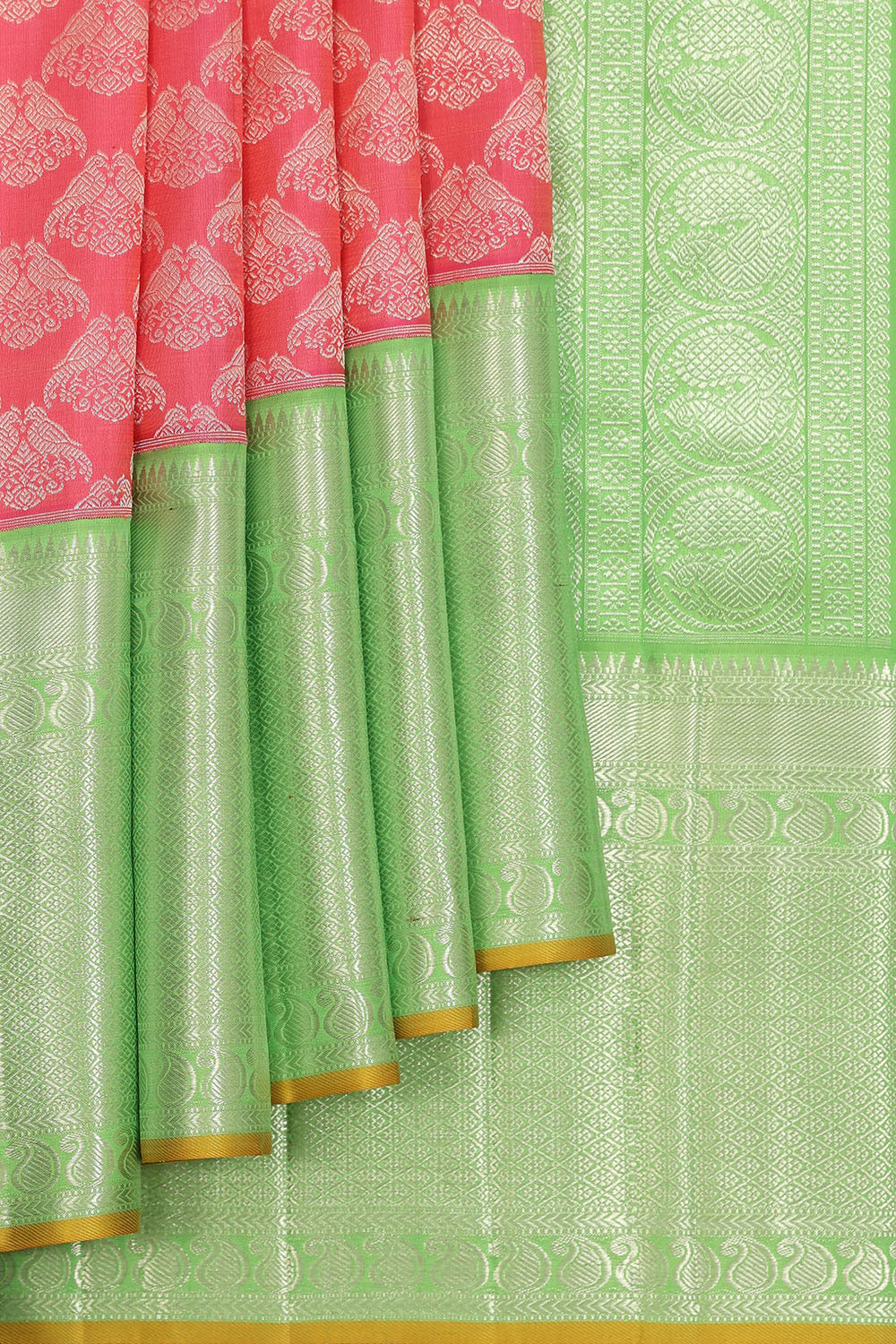 Image of Kanchipattu Peach Pink Brocade Saree