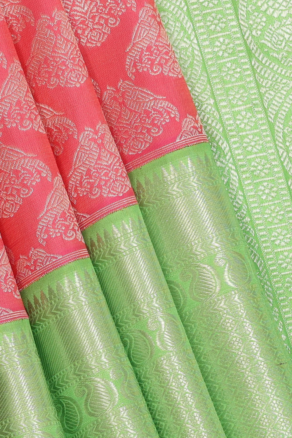 Image of Kanchipattu Peach Pink Brocade Saree