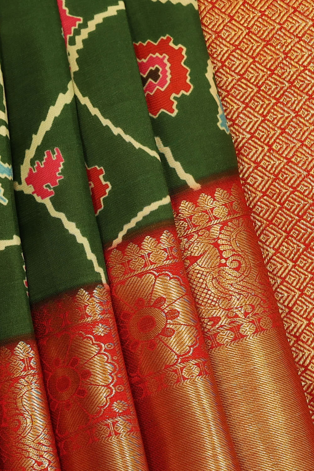 Image of Kanchipattu Bottle Green Brocade Saree