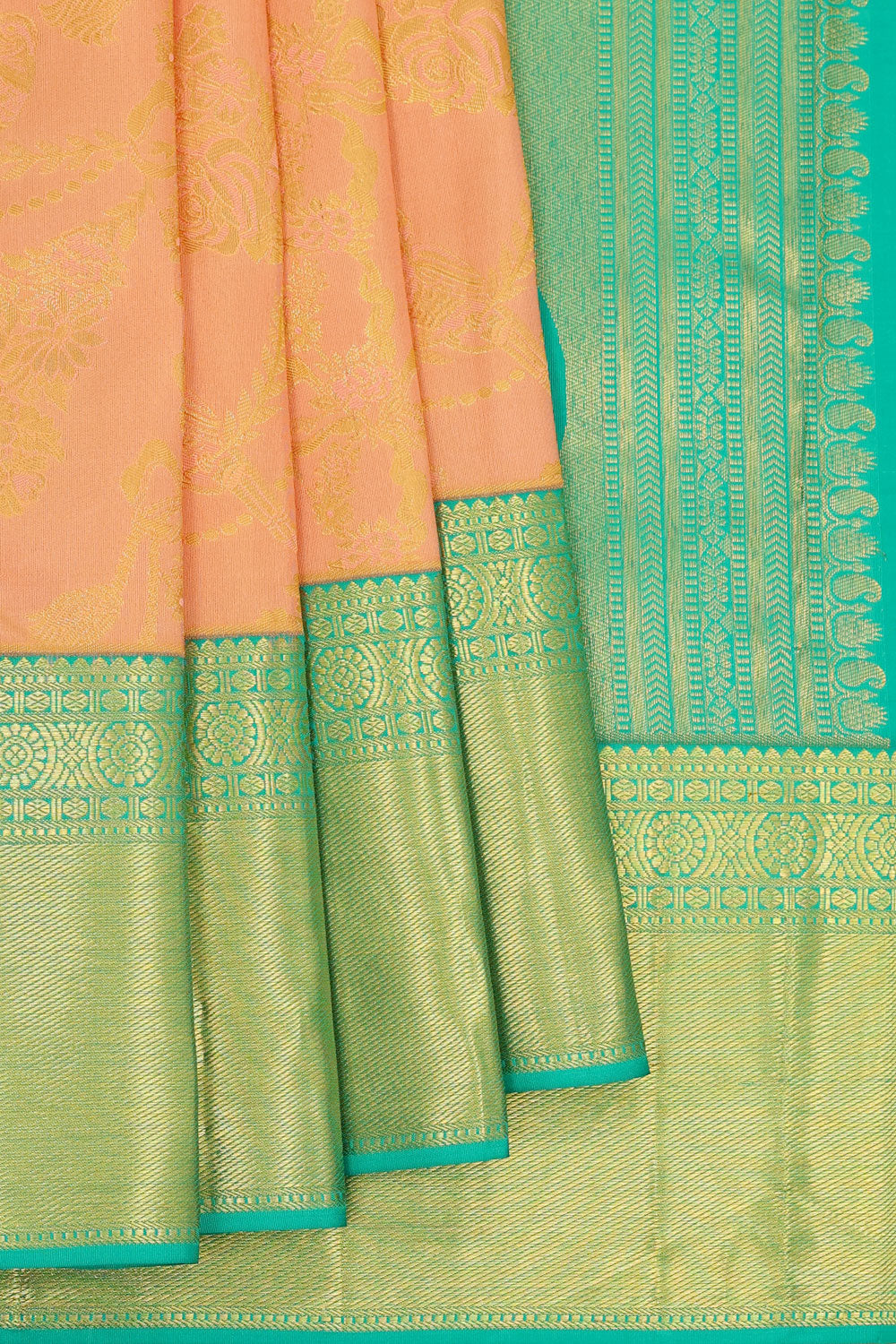 Kanchipattu Peach Brocade Saree