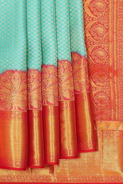 Image of Kanchipattu Light Blue Brocade Saree