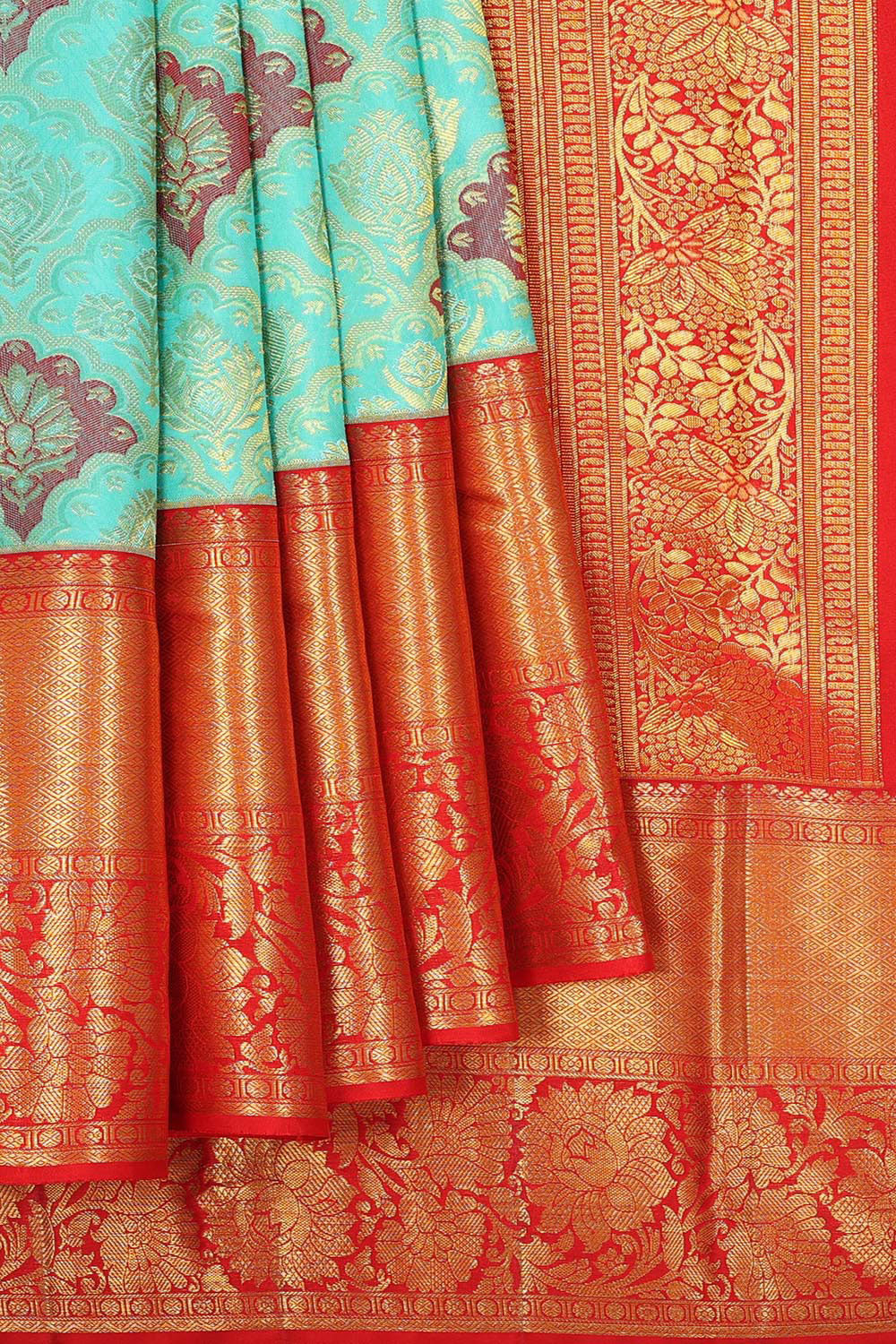 Kanchipattu Sea Blue Brocade Saree