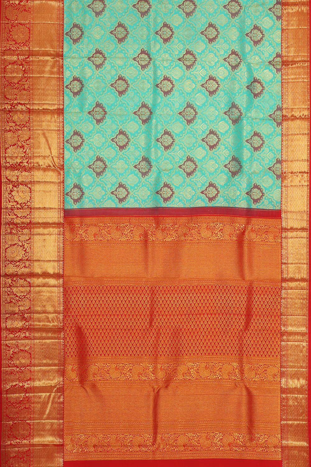 Kanchipattu Sea Blue Brocade Saree