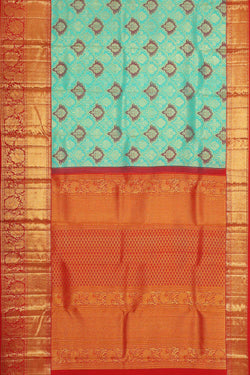 Image of Kanchipattu Sea Blue Brocade Saree