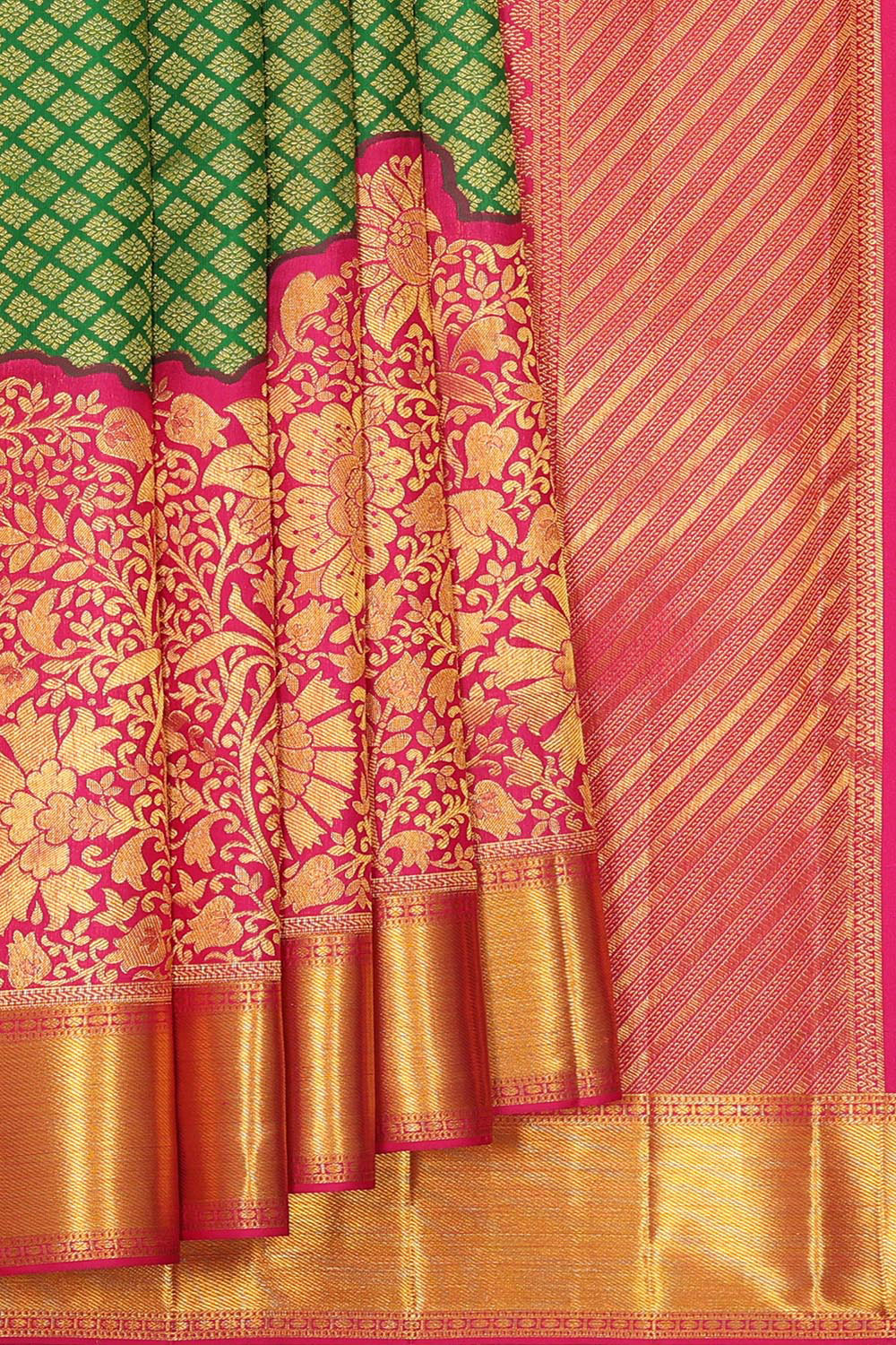 Kanchipattu Dark Green Brocade Saree