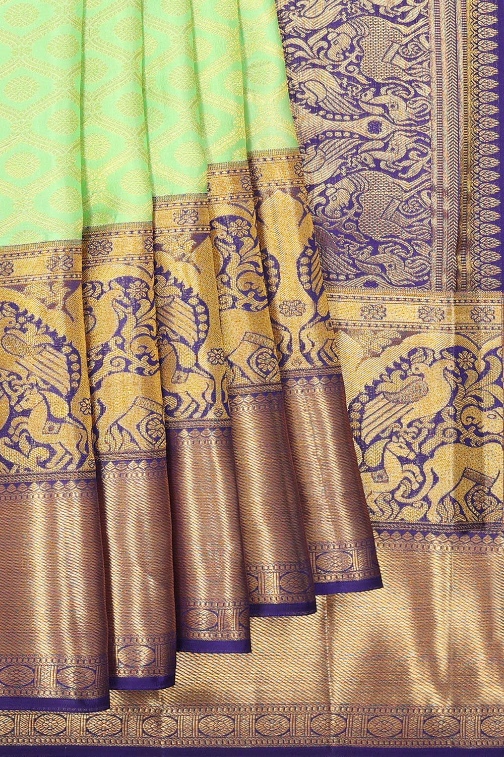 Kanchipattu Light Mint Green Brocade Saree