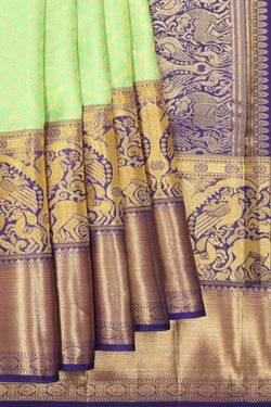 Image of Kanchipattu Light Mint Green Brocade Saree