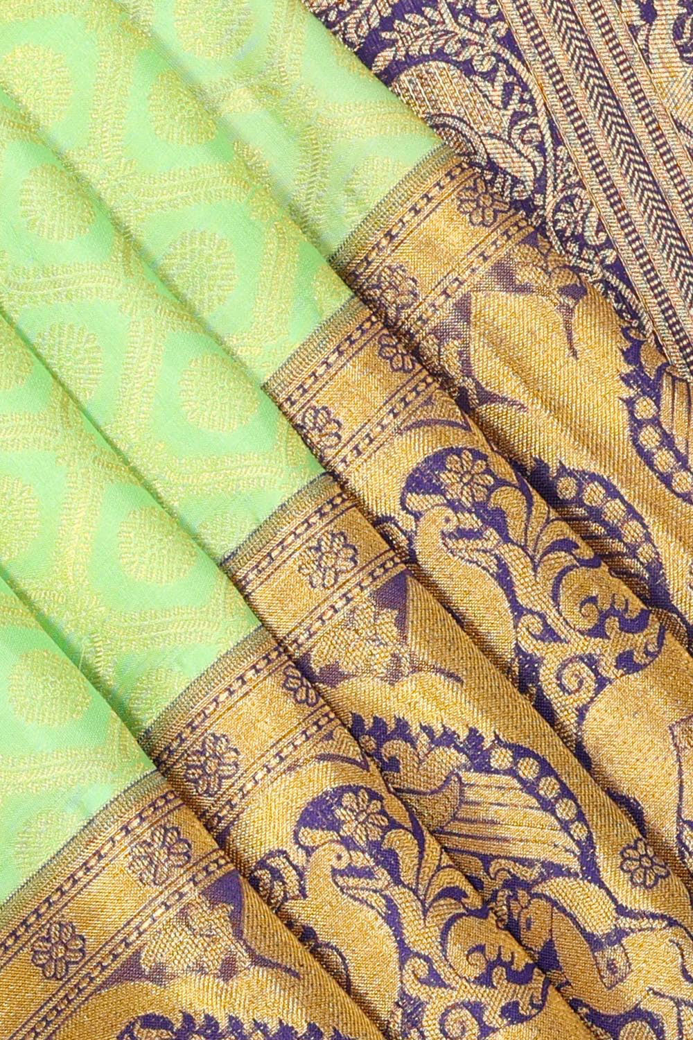 Kanchipattu Light Mint Green Brocade Saree