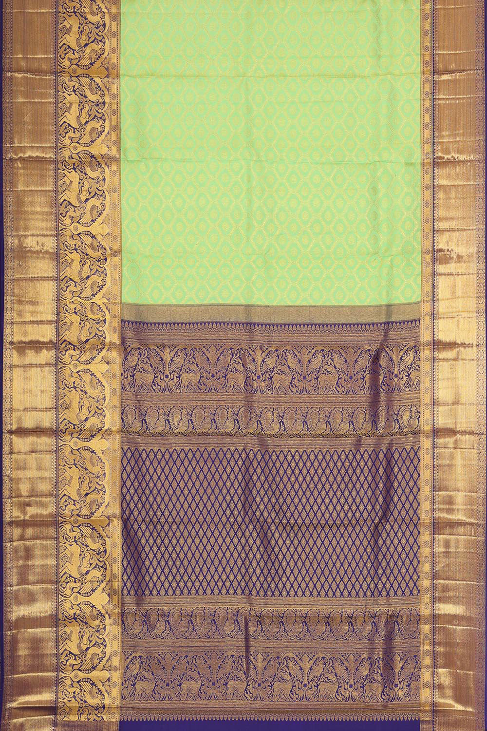 Kanchipattu Light Mint Green Brocade Saree