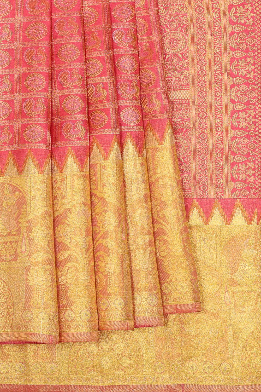 Kanchipattu Pink Brocade Saree