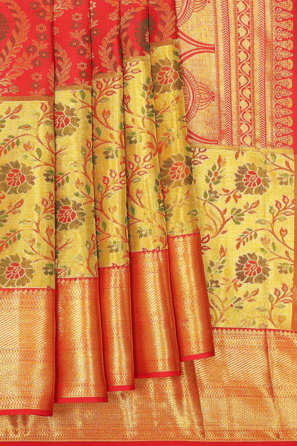 Kanchipattu Red Tissue Brocade Saree