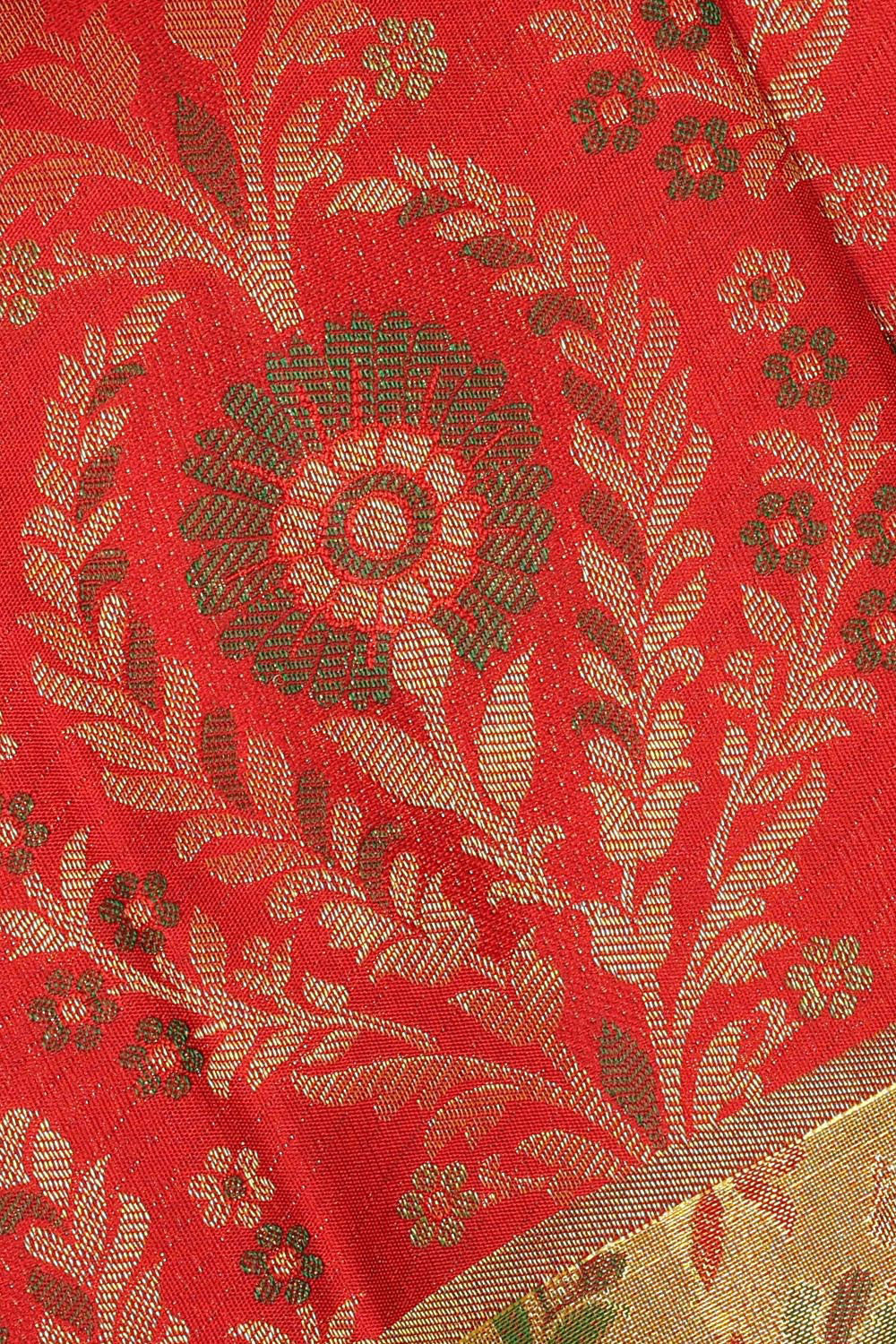 Kanchipattu Red Tissue Brocade Saree