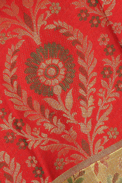 Image of Kanchipattu Red Tissue Brocade Saree