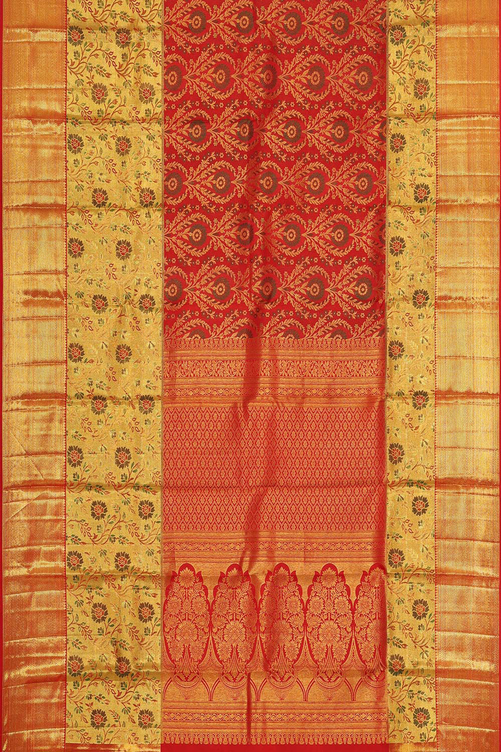 Kanchipattu Red Tissue Brocade Saree