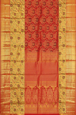 Image of Kanchipattu Red Tissue Brocade Saree