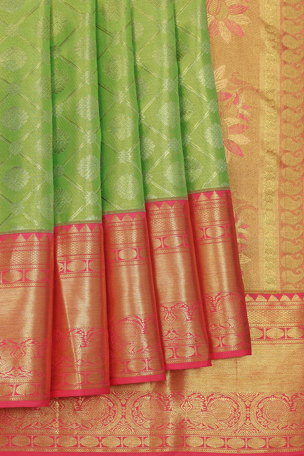 Kanchipattu Green Tissue Brocade Saree