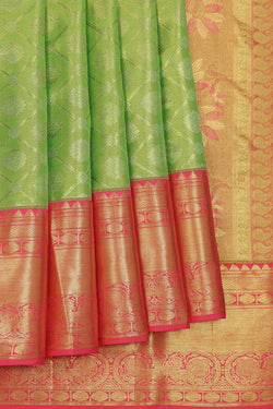 Image of Kanchipattu Green Tissue Brocade Saree