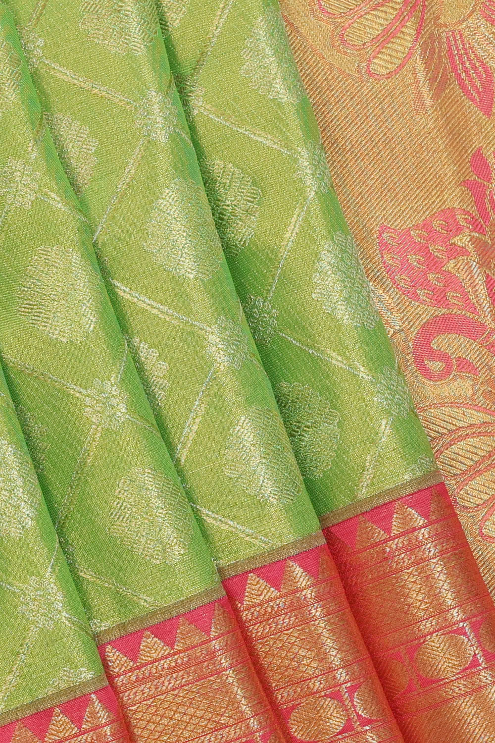 Kanchipattu Green Tissue Brocade Saree