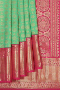 Image of Kanchipattu Mint Green Brocade Saree