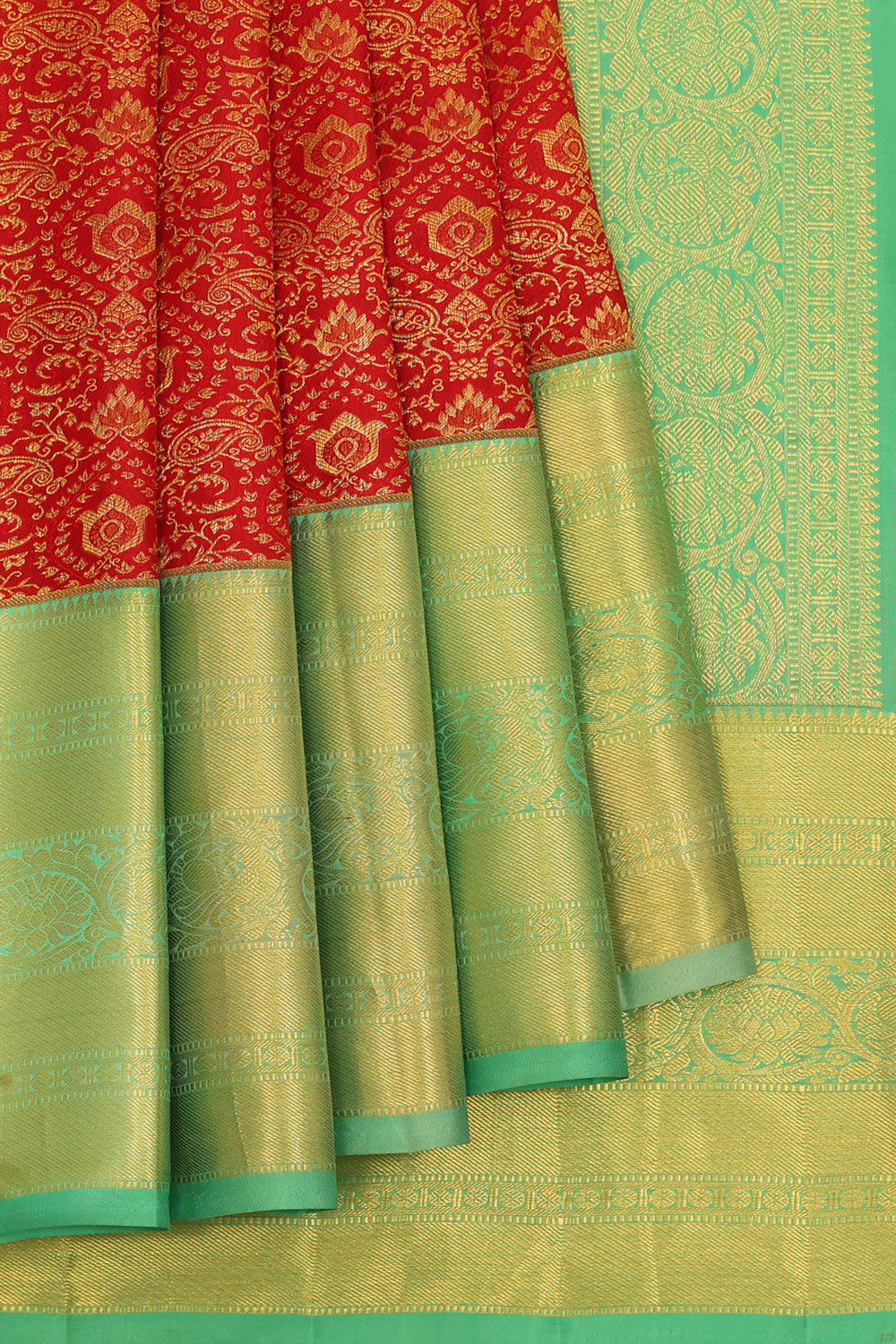 Image of Kanchipattu Red Brocade Saree