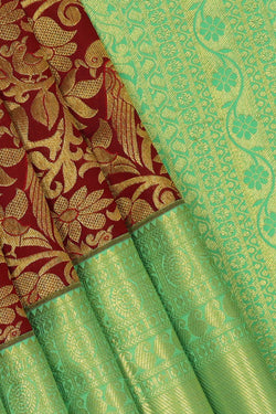 Image of Kanchipattu Dark Red Brocade Saree