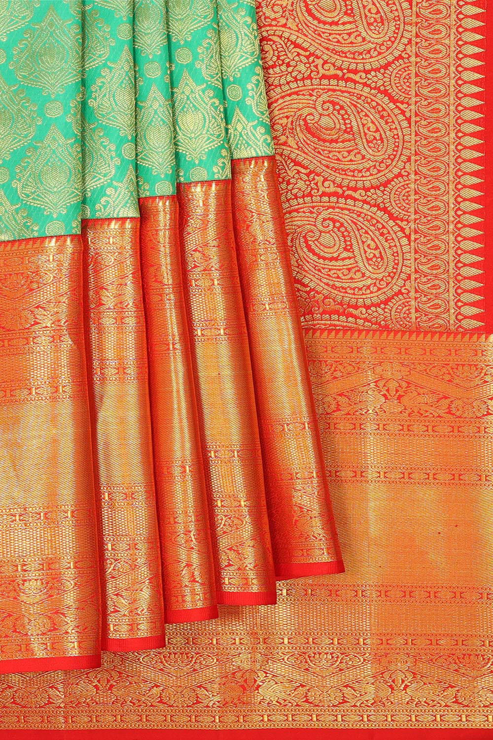 Kanchipattu Sea Green Brocade Saree