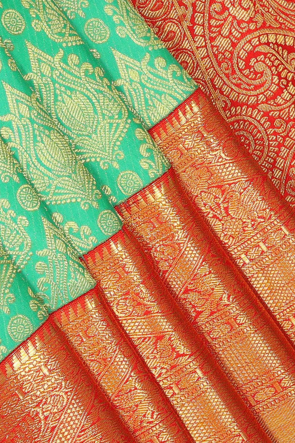 Kanchipattu Sea Green Brocade Saree