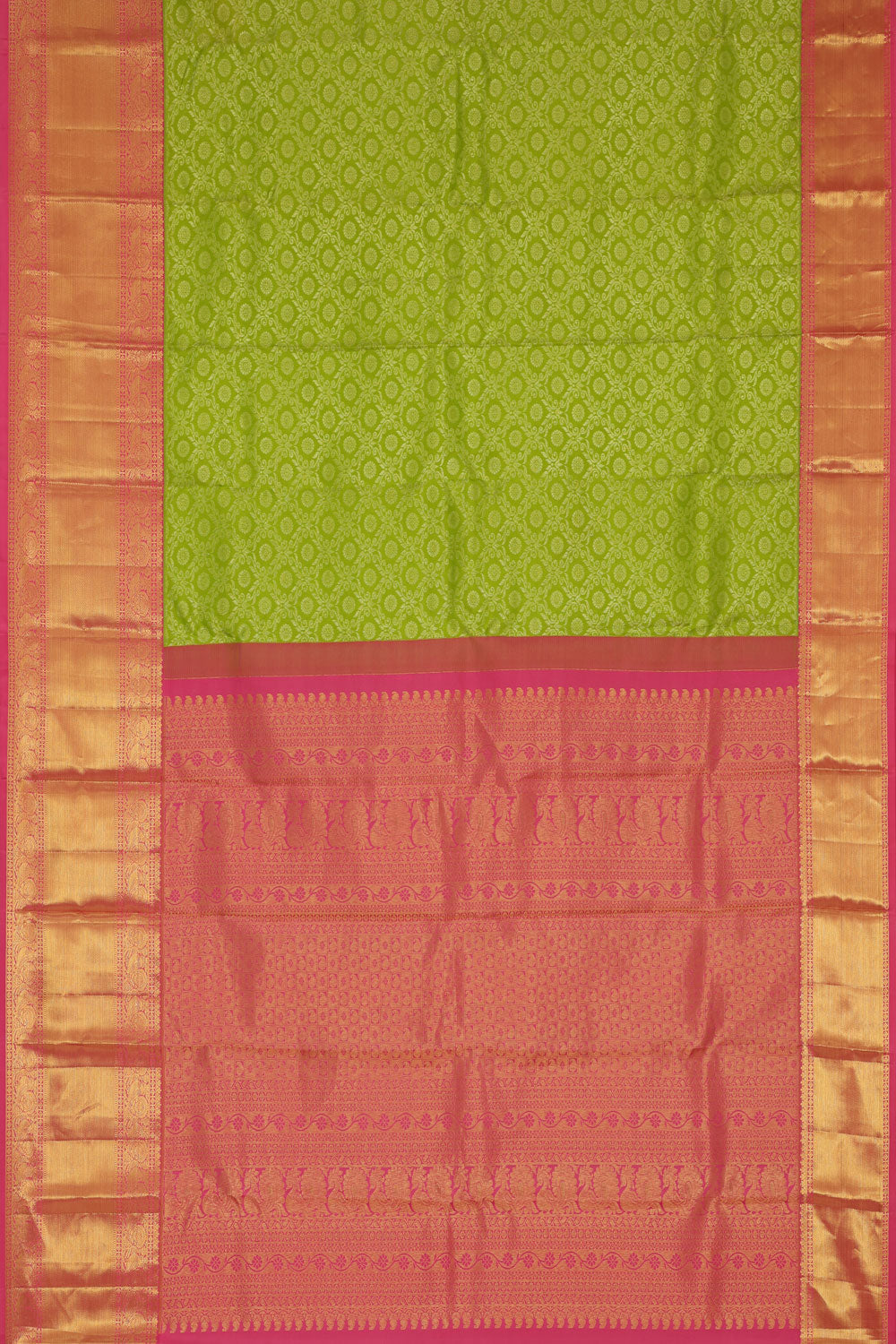 Kanchipattu Parrot Green Brocade Saree