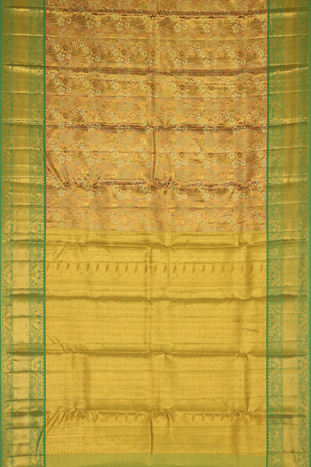 Image of Kanchipattu Golden Pink Tissue Brocade Saree
