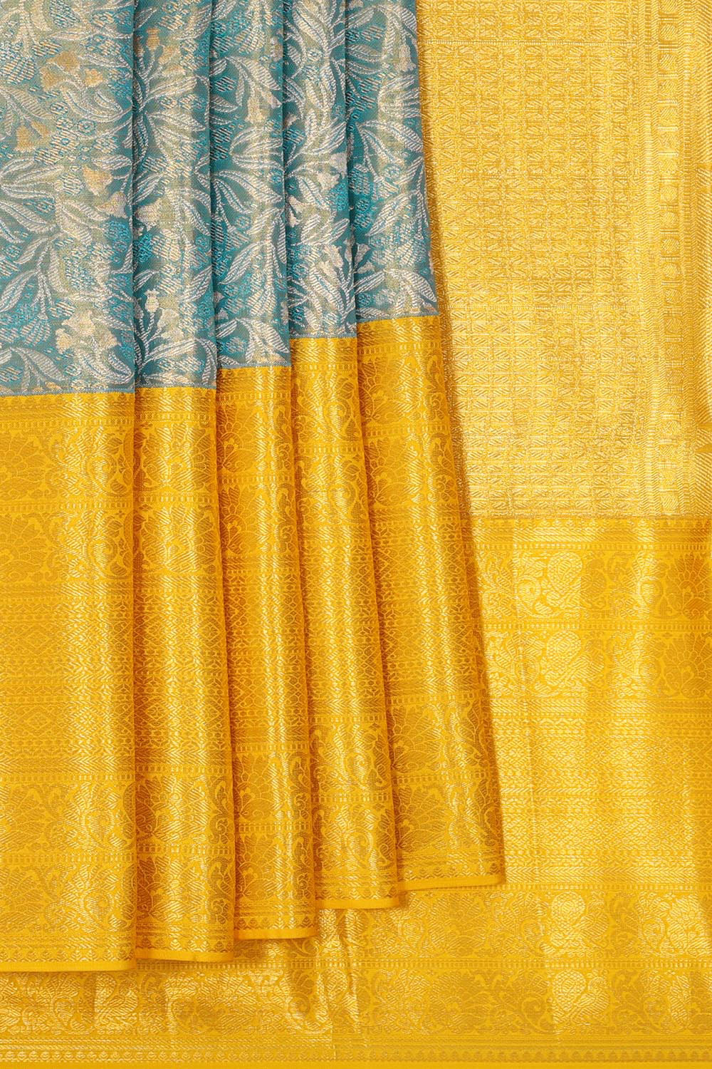 Kanchipattu Blue Tissue Brocade Saree