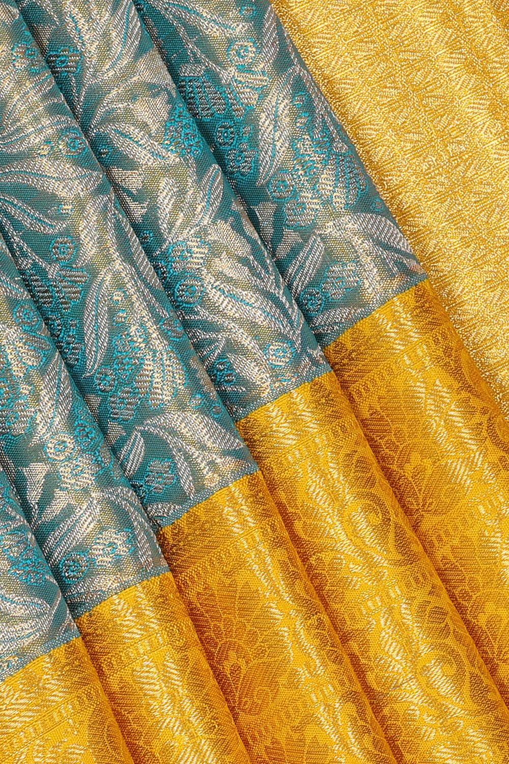 Kanchipattu Blue Tissue Brocade Saree